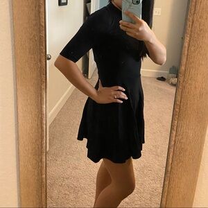 Forever 21 - Black Mock Neck Short sleeve Fit and Flare Mini Dress